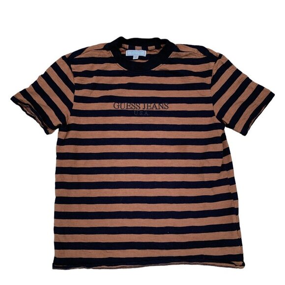 VINTAGE ASAP ROCKY X Striped Guess Shirt XS Brown - Picture 1 of 4